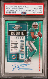 2023 PANINI BLACK BOX TUA TAGOVAILOA AUTO GREEN PULSAR 1/1 #103 PSA 10